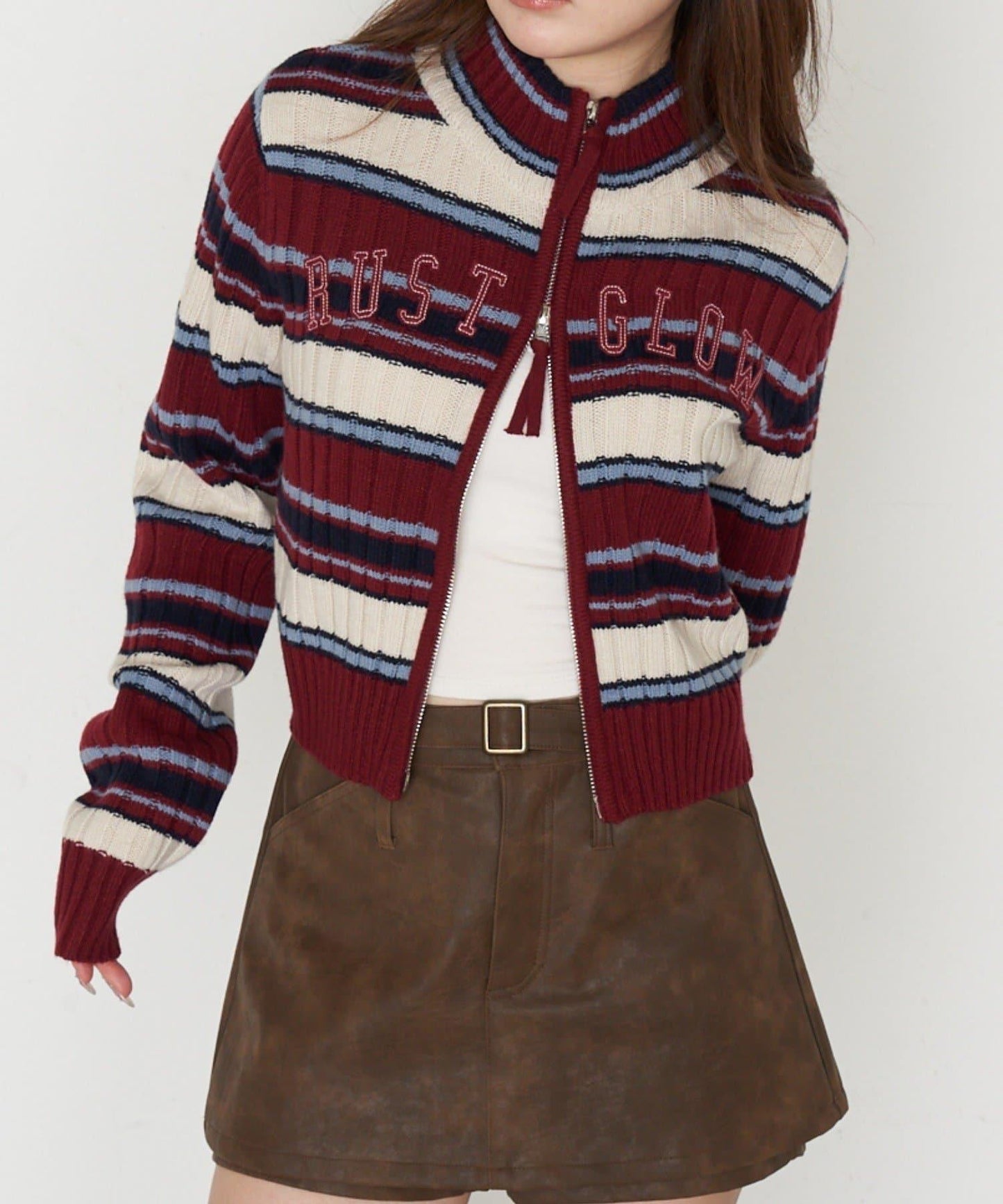 Logo高領拉鍊針織衫