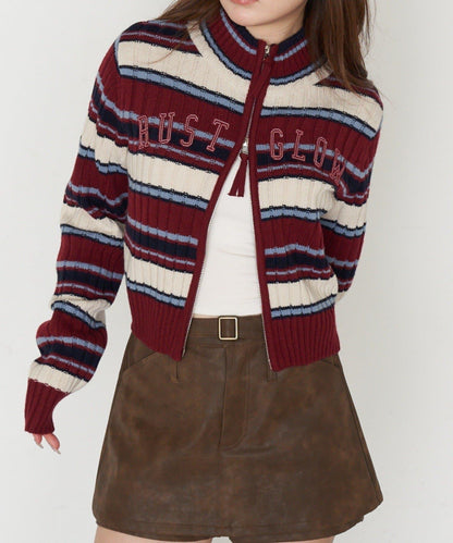 Logo高領拉鍊針織衫