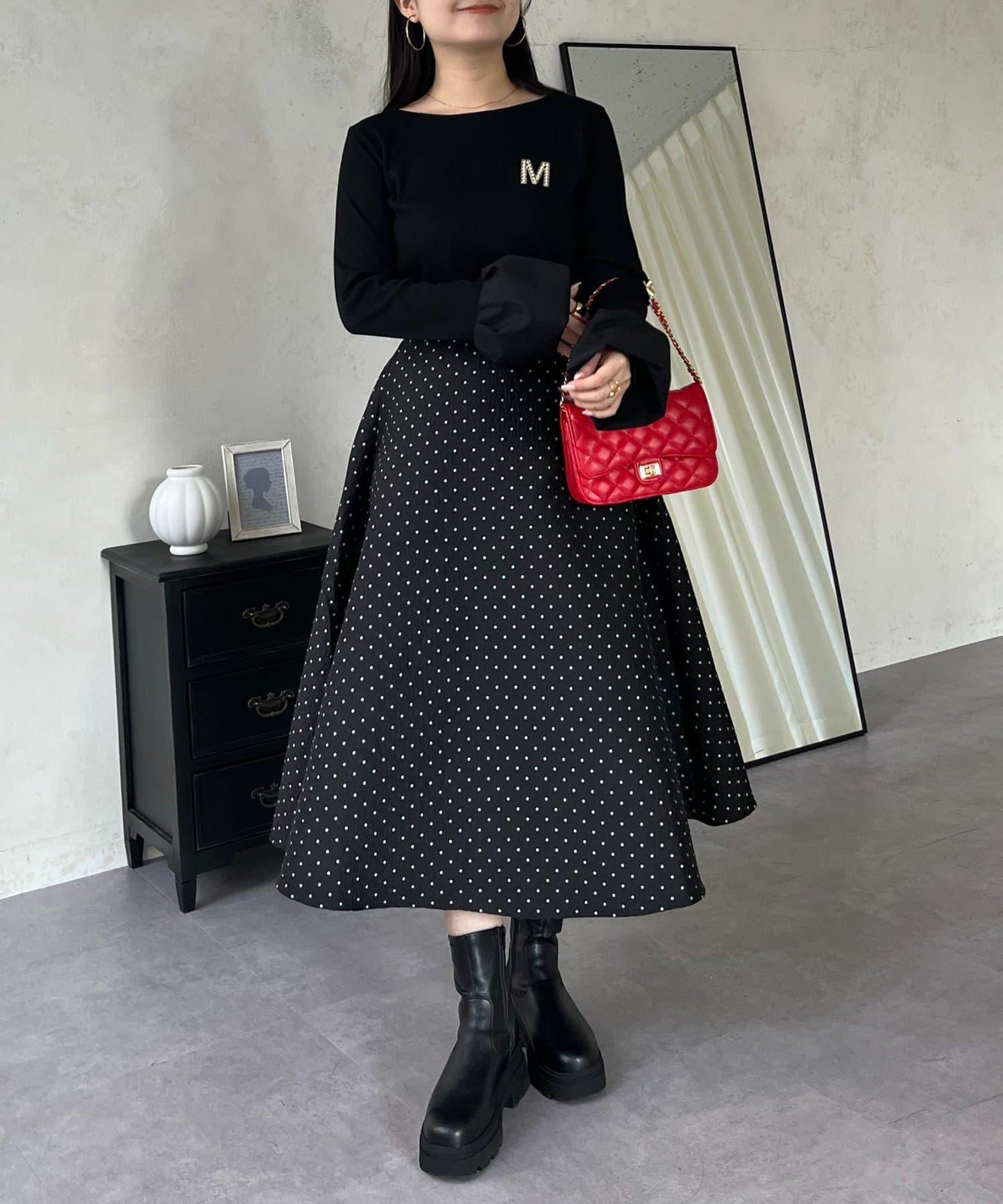 泡泡袖羅紋針織上衣