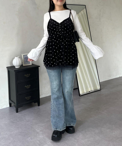 泡泡袖羅紋針織上衣