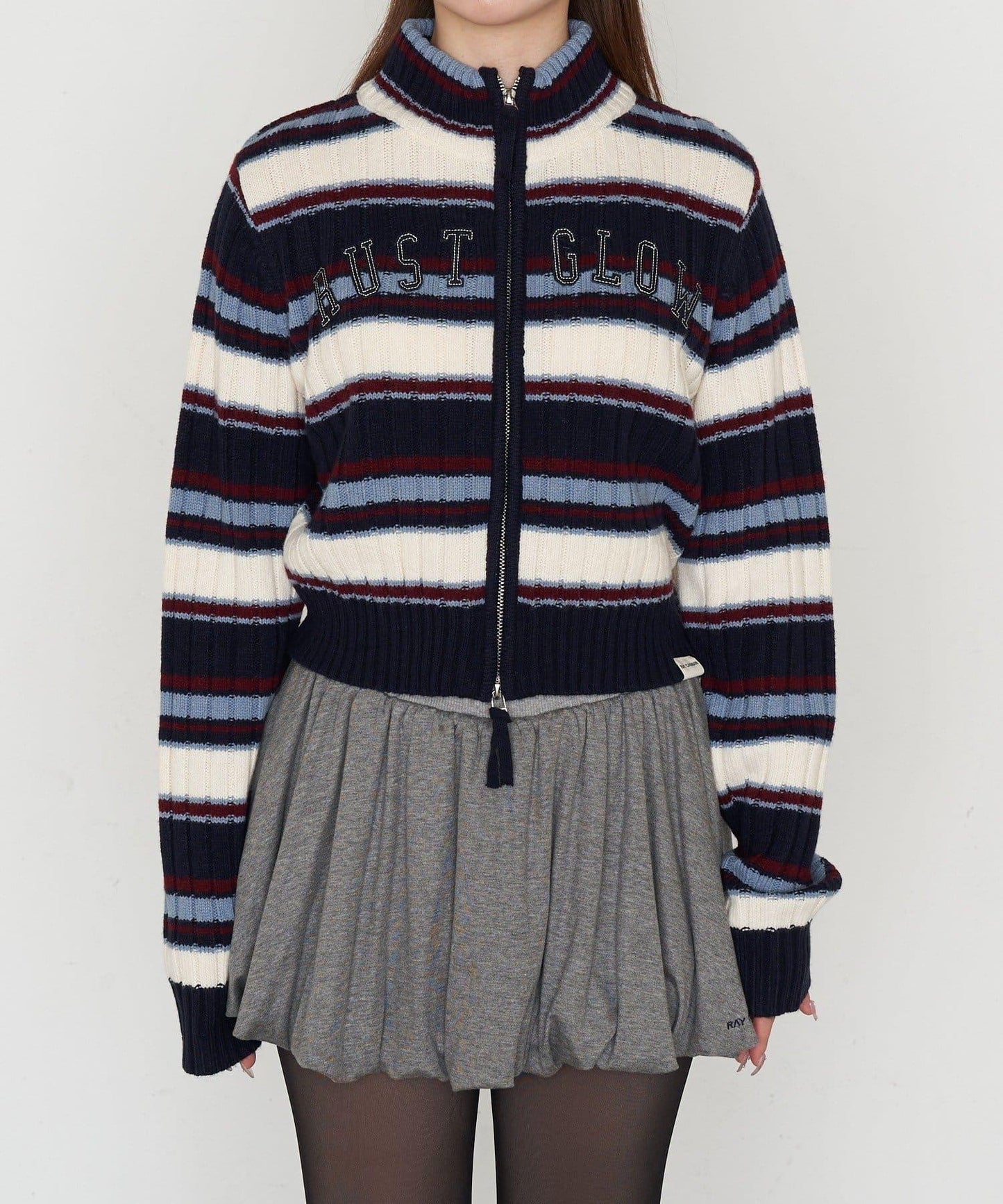 Logo高領拉鍊針織衫