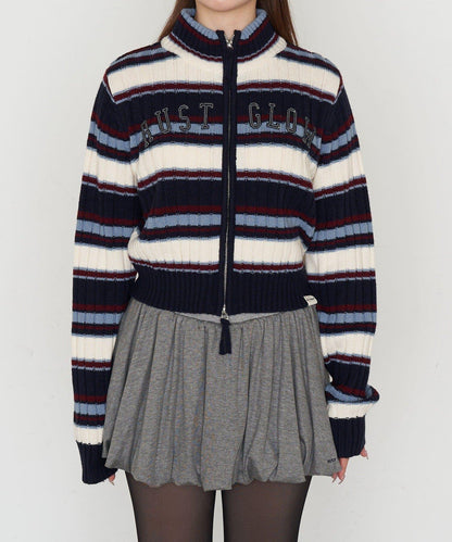 Logo高領拉鍊針織衫