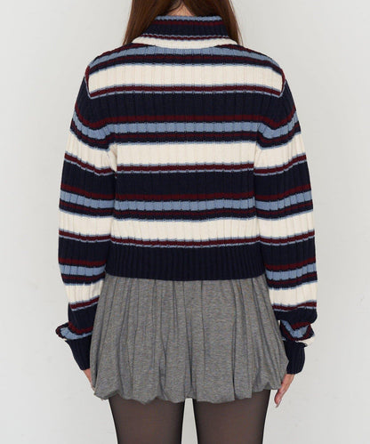 Logo高領拉鍊針織衫