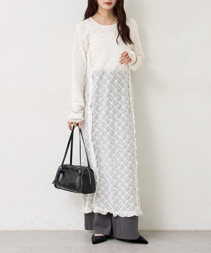 拼接蕾絲連衣裙