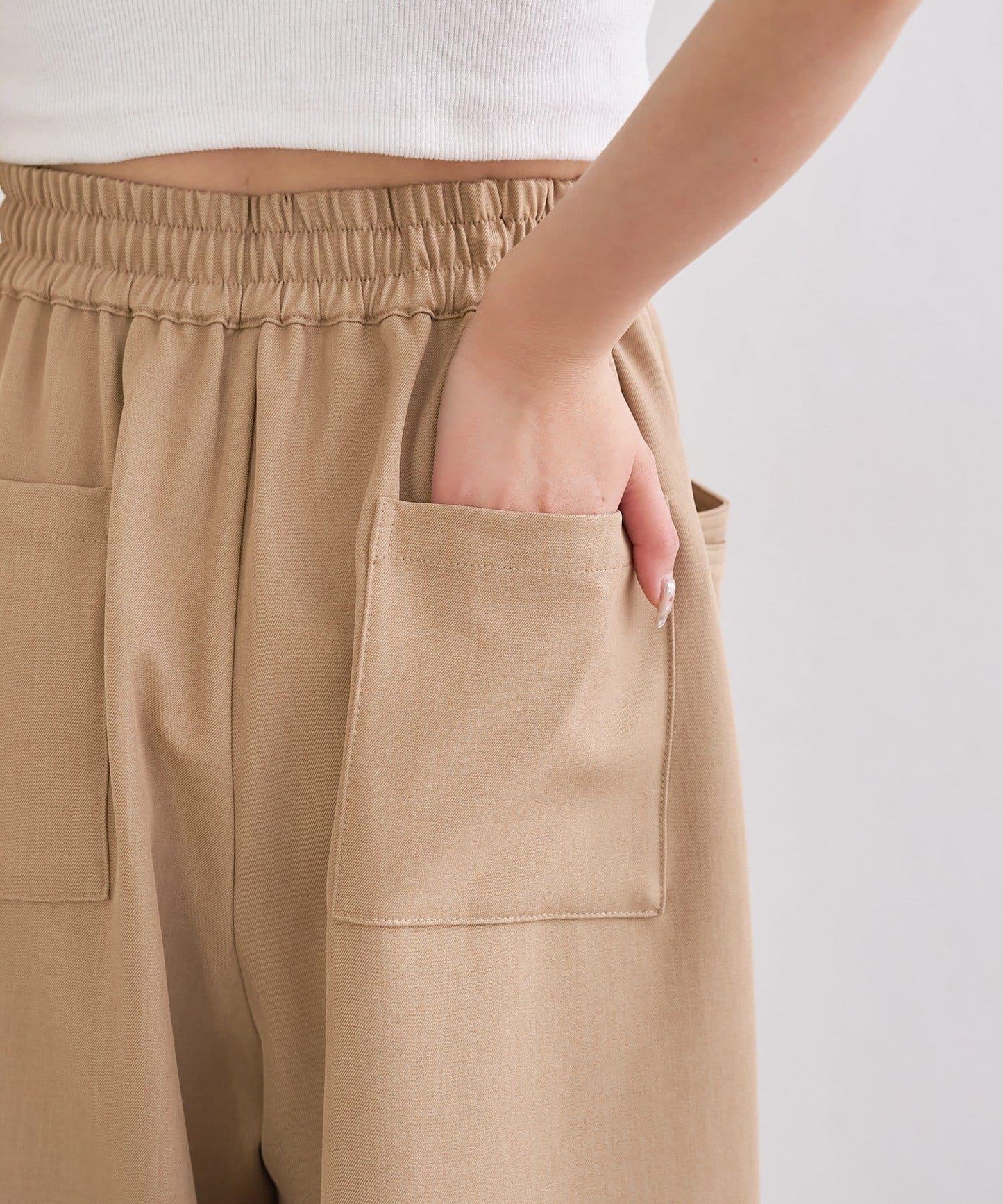 高腰褶皺休閒西裝褲