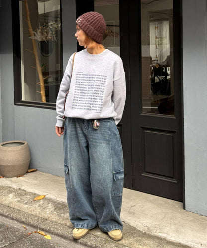 【UNISEX】泡泡廓形工裝牛仔褲