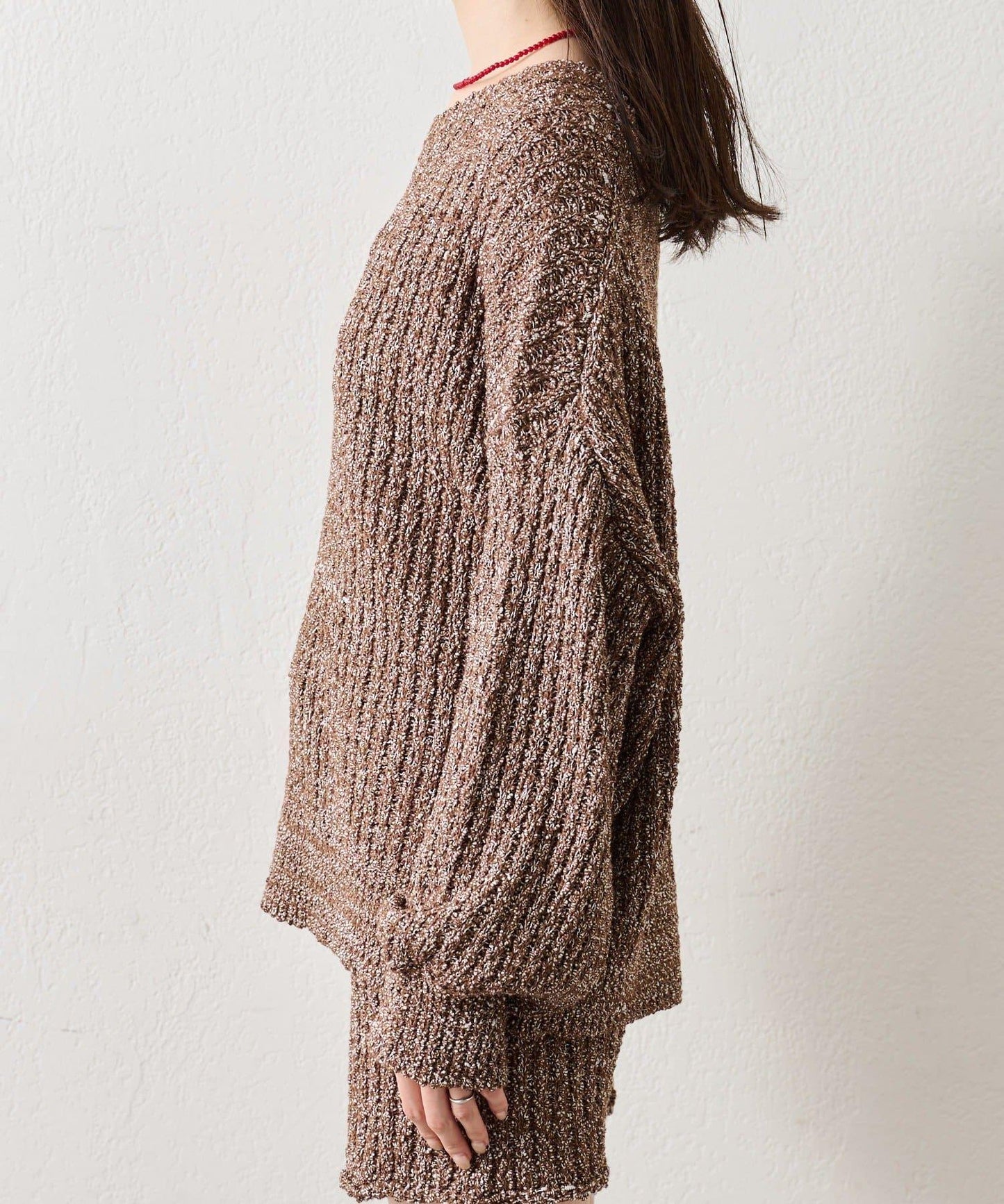 粗花紗開叉針織衫