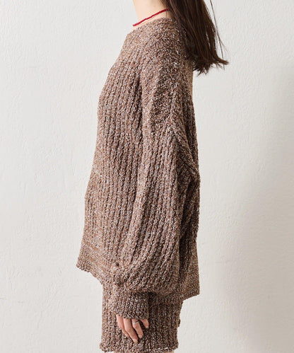 粗花紗開叉針織衫