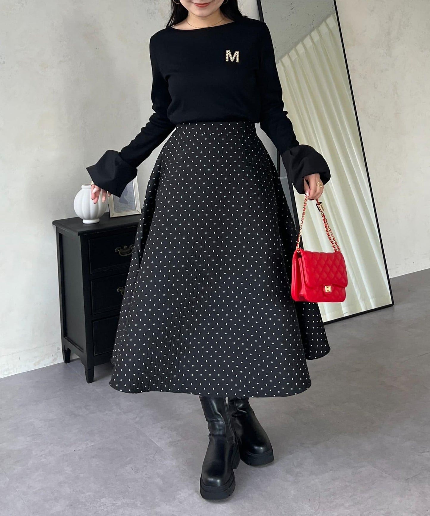 泡泡袖羅紋針織上衣