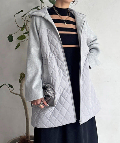 異材質拼接絎縫大衣