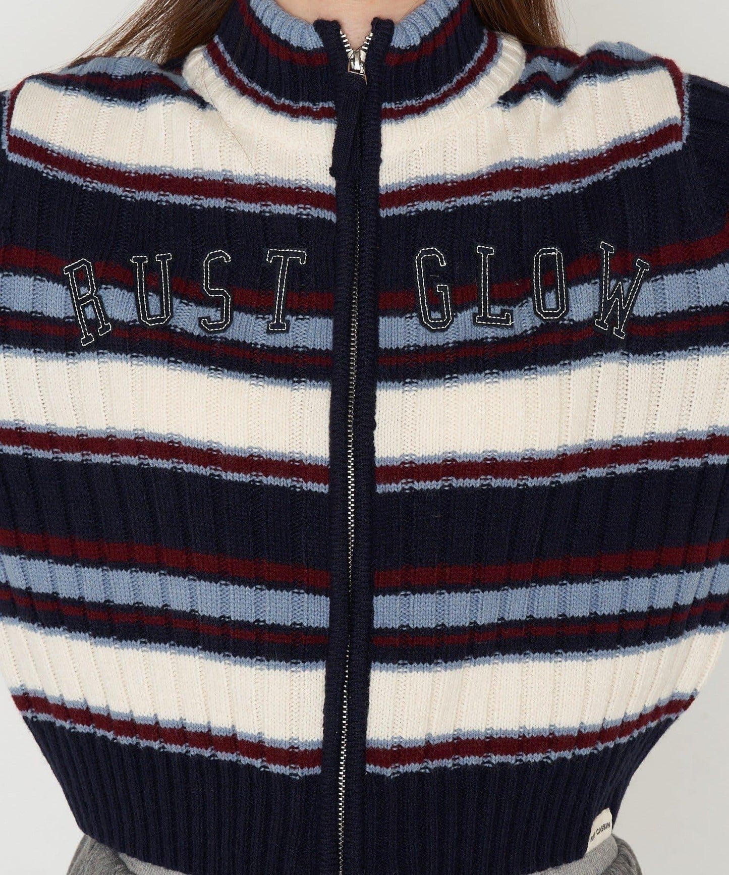 Logo高領拉鍊針織衫