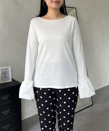 泡泡袖羅紋針織上衣