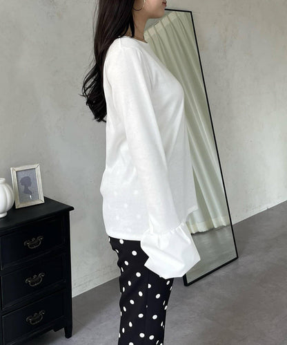 泡泡袖羅紋針織上衣