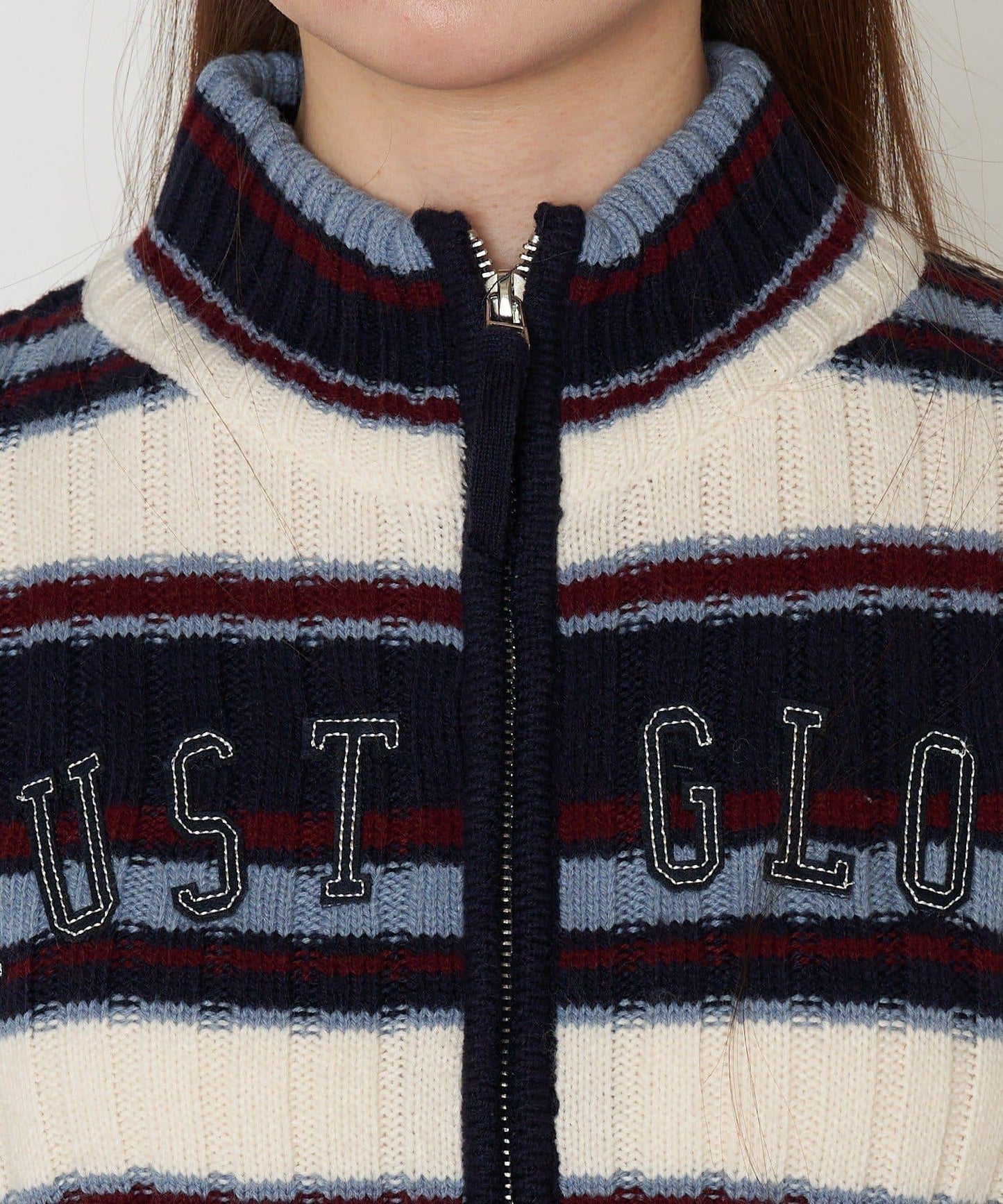 Logo高領拉鍊針織衫