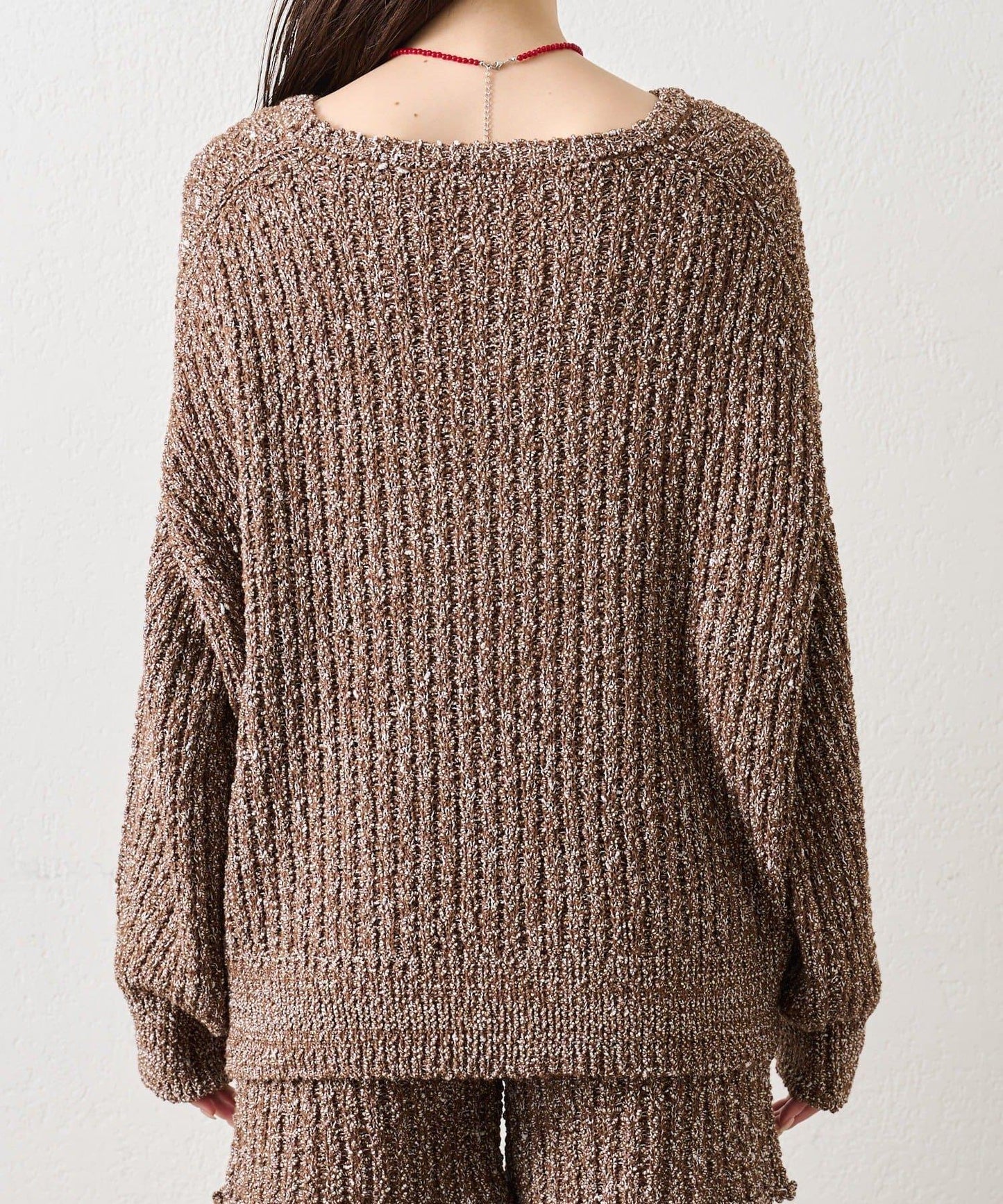 粗花紗開叉針織衫