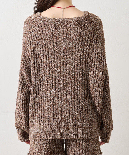 粗花紗開叉針織衫