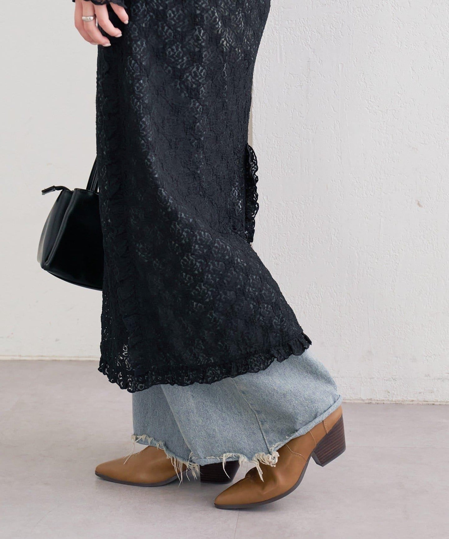 拼接蕾絲連衣裙