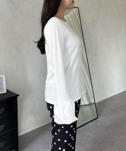 泡泡袖羅紋針織上衣