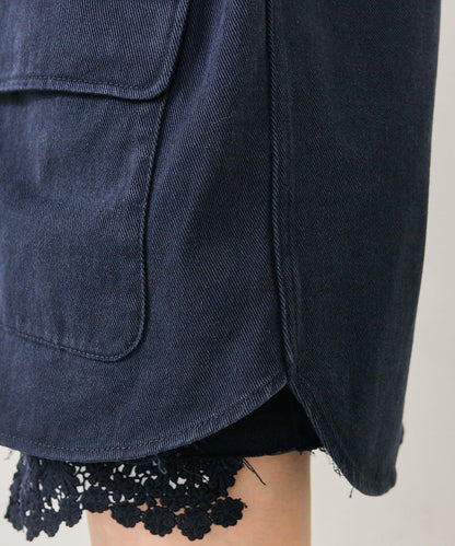 下襬蕾絲斜紋夾克