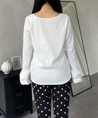 泡泡袖羅紋針織上衣