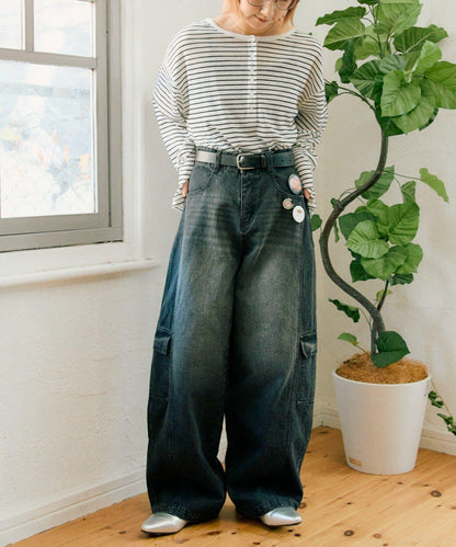 【UNISEX】泡泡廓形工裝牛仔褲