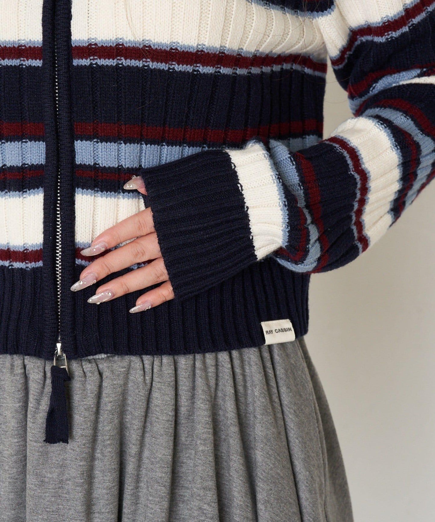 Logo高領拉鍊針織衫