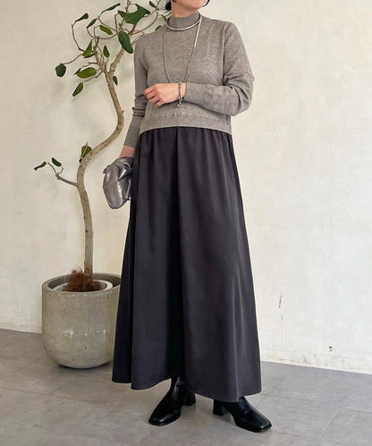 針織拼接連衣裙