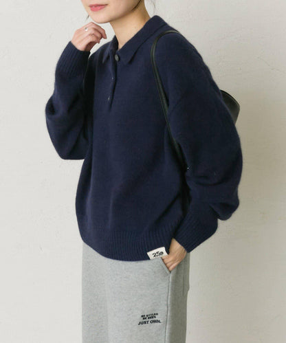 【25th】狐狸毛混紡針織POLO衫