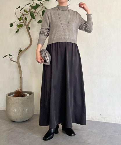 針織拼接連衣裙