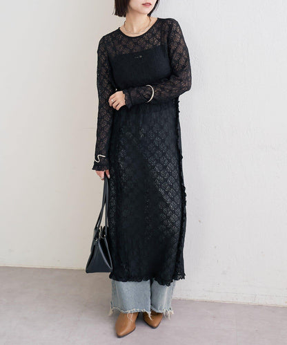 拼接蕾絲連衣裙