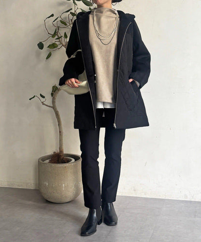 異材質拼接絎縫大衣