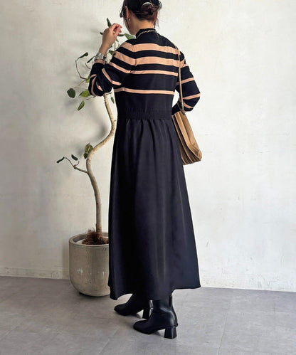 針織拼接連衣裙