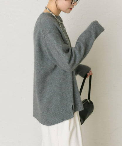 【25th】狐狸毛混紡亨利領針織衫