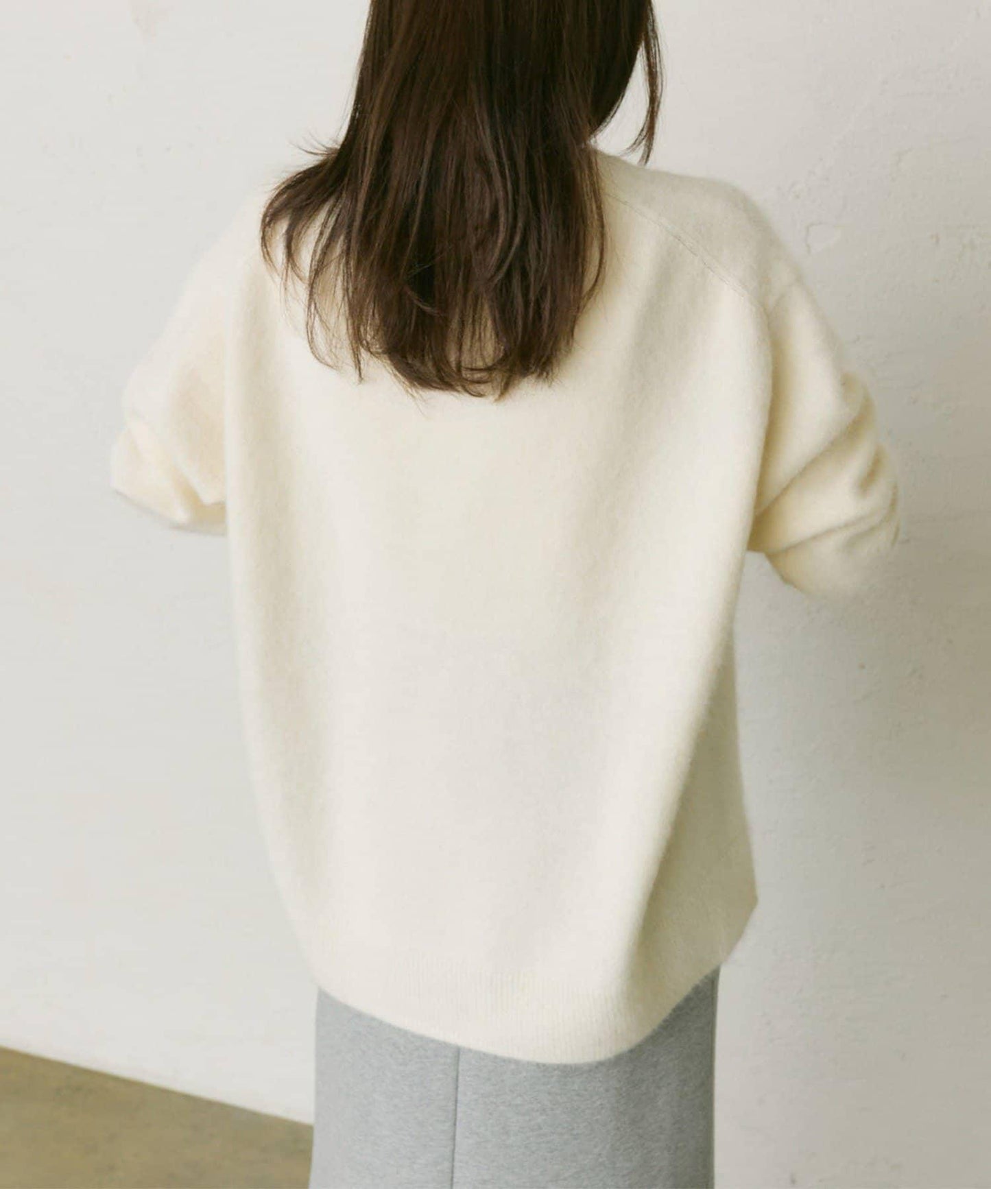 【25th】狐狸毛混紡亨利領針織衫