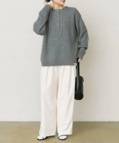 【25th】狐狸毛混紡亨利領針織衫