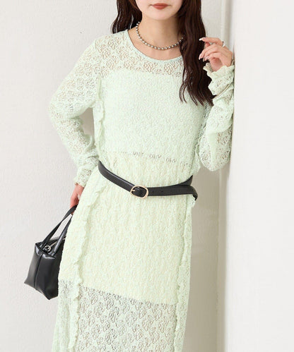 拼接蕾絲連衣裙