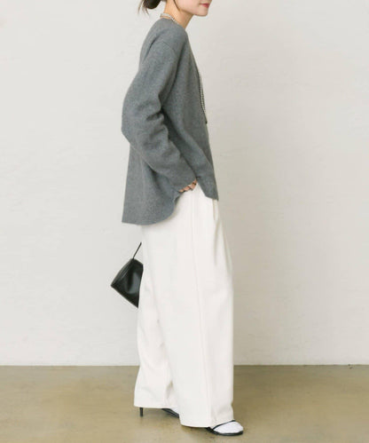 【25th】狐狸毛混紡亨利領針織衫