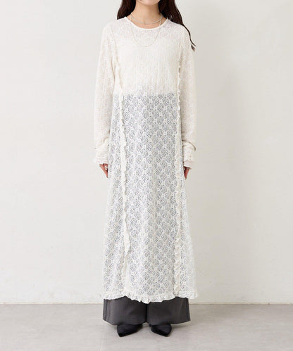 拼接蕾絲連衣裙