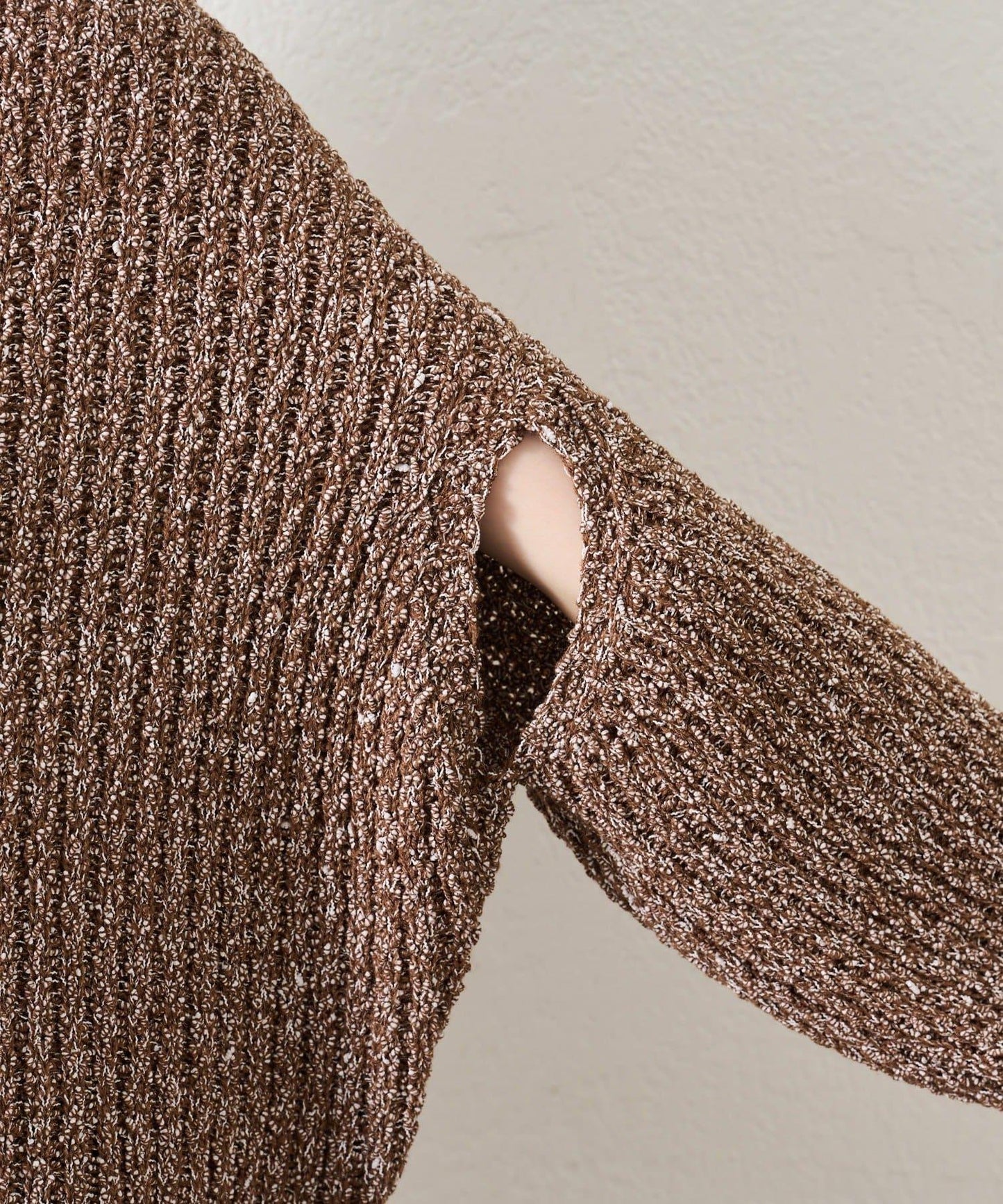 粗花紗開叉針織衫