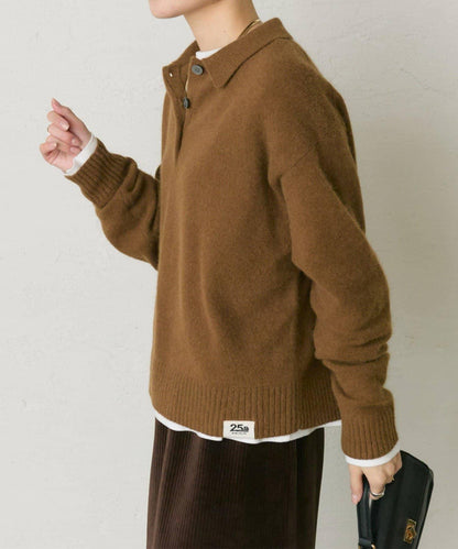 【25th】狐狸毛混紡針織POLO衫
