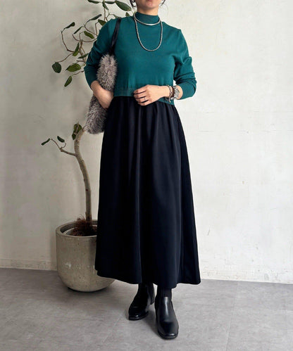 針織拼接連衣裙