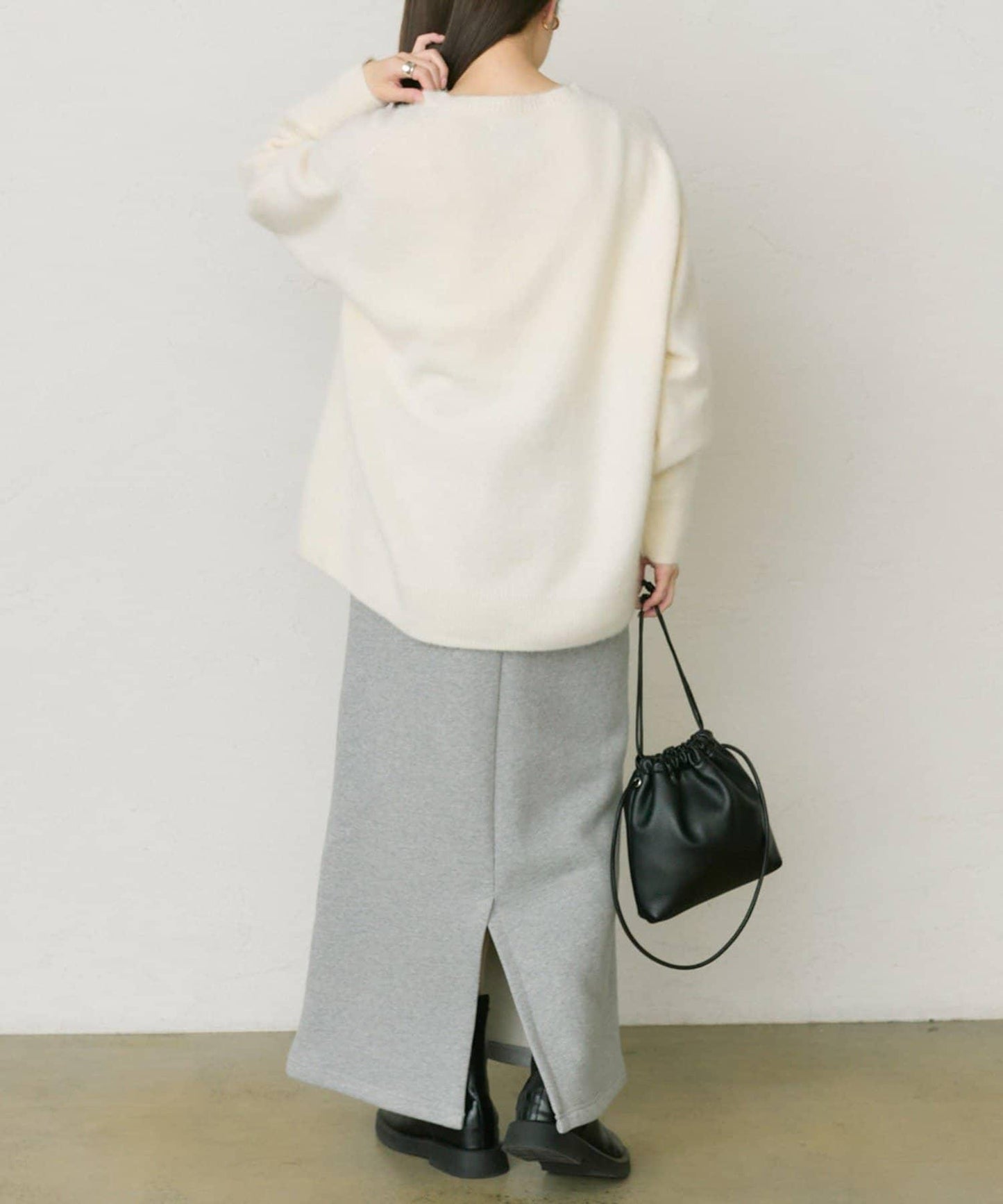 【25th】狐狸毛混紡亨利領針織衫