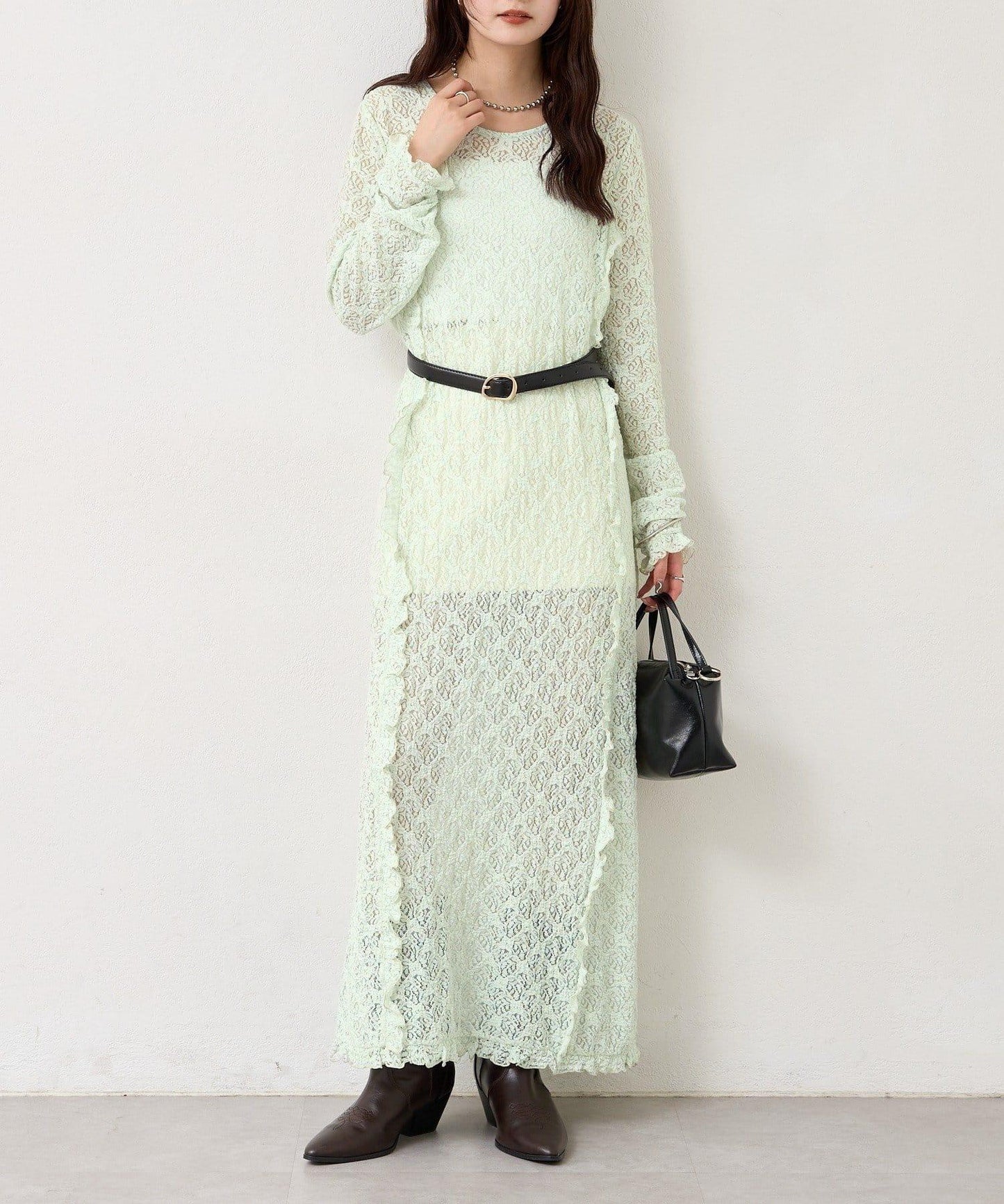 拼接蕾絲連衣裙