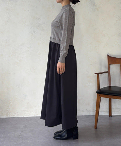 針織拼接連衣裙