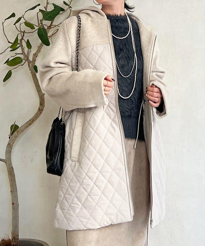 異材質拼接絎縫大衣