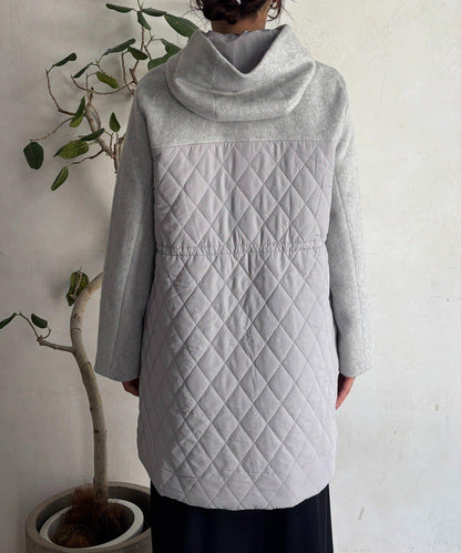 異材質拼接絎縫大衣