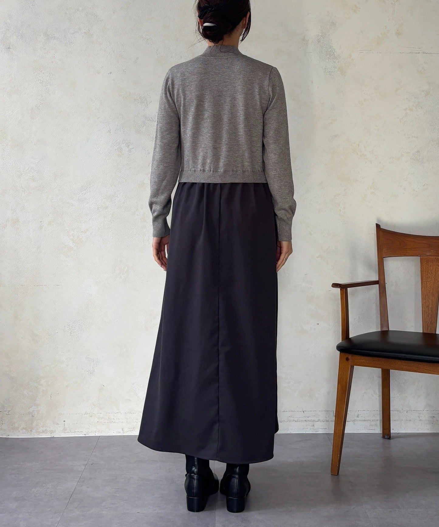 針織拼接連衣裙