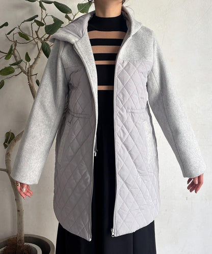 異材質拼接絎縫大衣