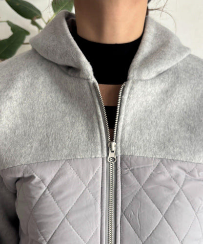 異材質拼接絎縫大衣