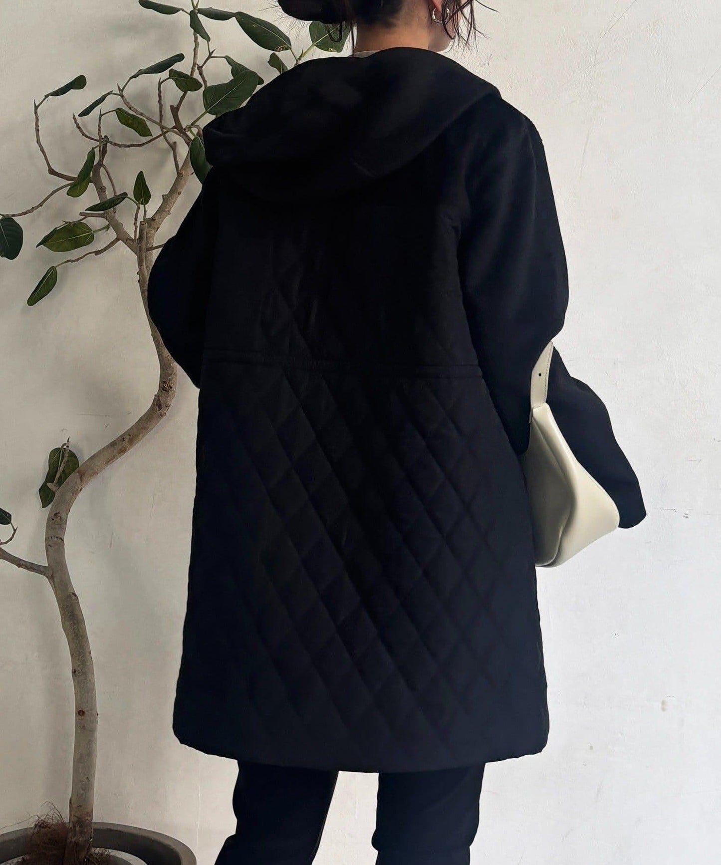 異材質拼接絎縫大衣